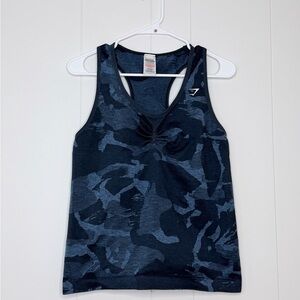 Gymshark Navy Camouflage Racerback Tank - Women's